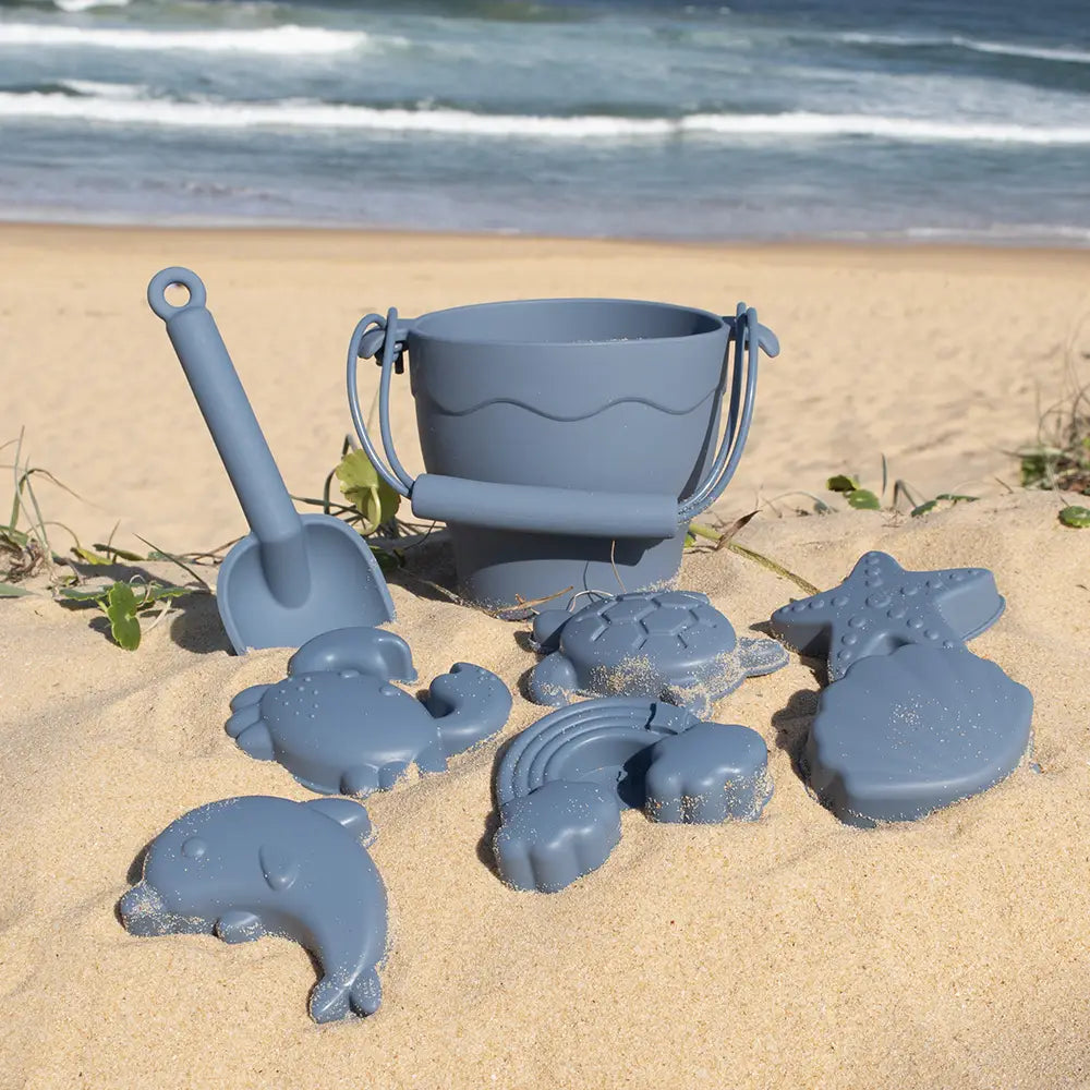 Silicone 8pc Bucket & Spade Set - Steel Blue