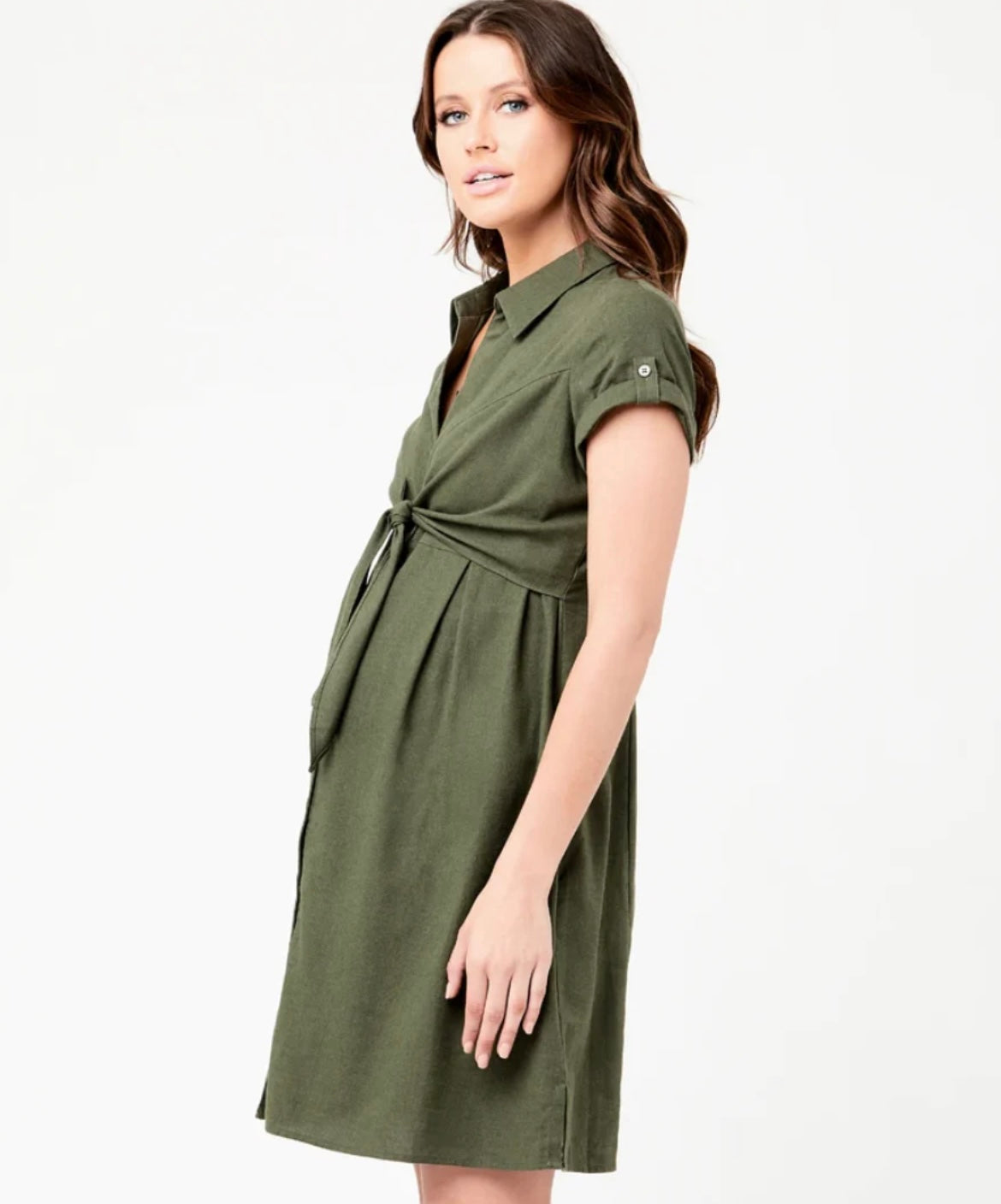 'Colette' Tie Up Dress - Olive