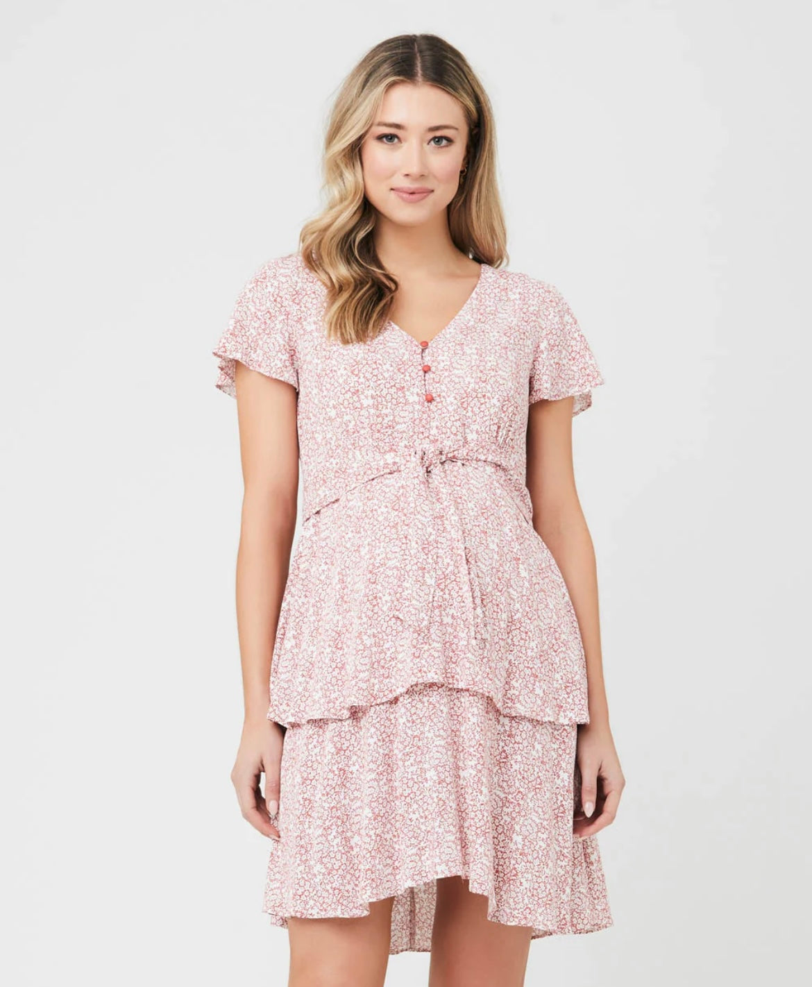 'Lulu' Nursing Dress - Rose / White