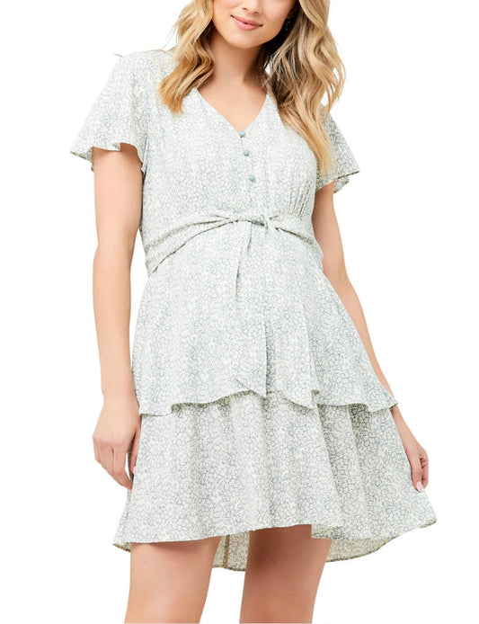 'Lulu' Nursing Dress - Mint / White