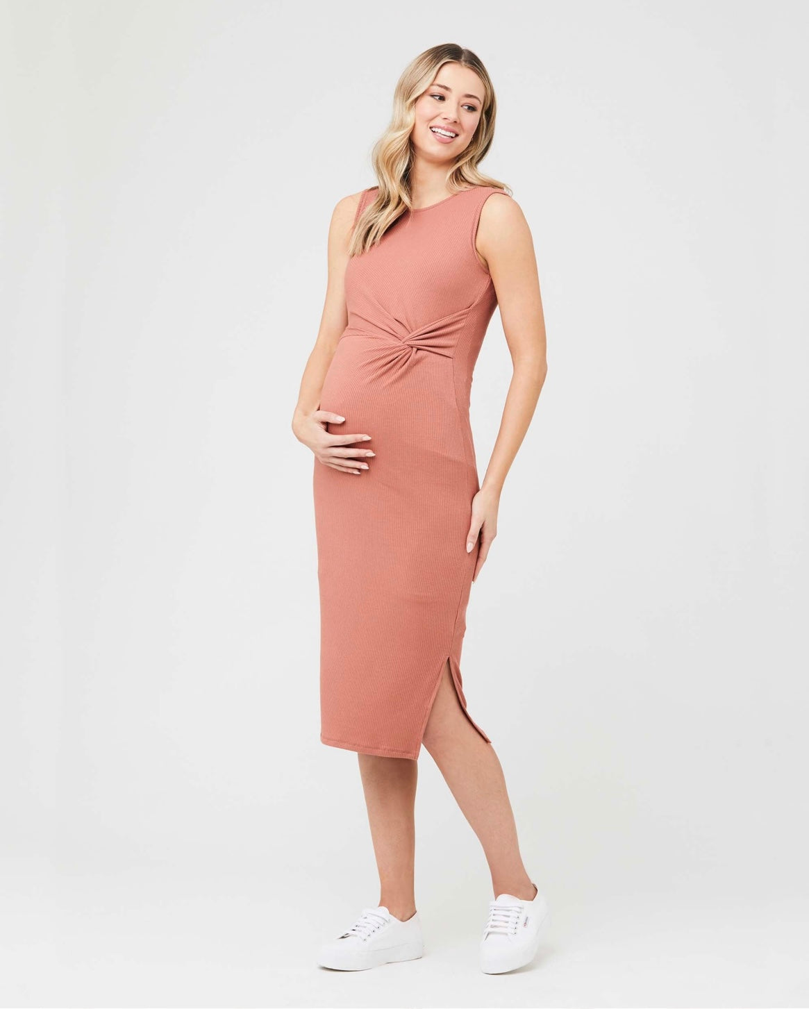 Ripe Maternity 'Tillly' Rib Dress - Dusty Coral