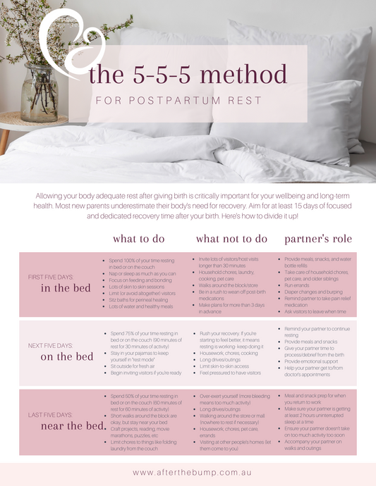 5-5-5 method for a peaceful postpartum